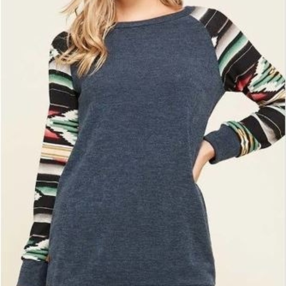 Aztec Print Raglan Crewneck